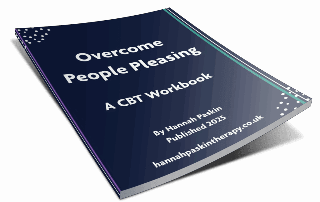 Cover of 'Overcome People Pleasing: A CBT Workbook' by Hannah Paskin, published in 2025.